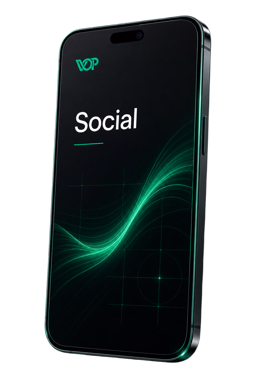 Pionowy mockup telefonu z koncepcją komunikacji Visualonpoint